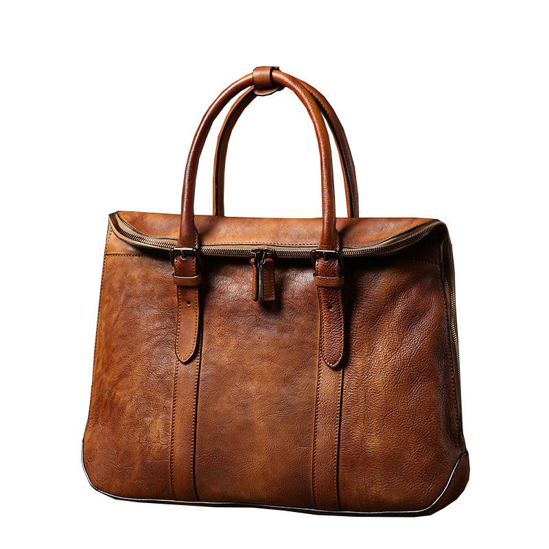 Handmade Leather Mens Briefcase Work Bag Laptop Bag Business Bag for M