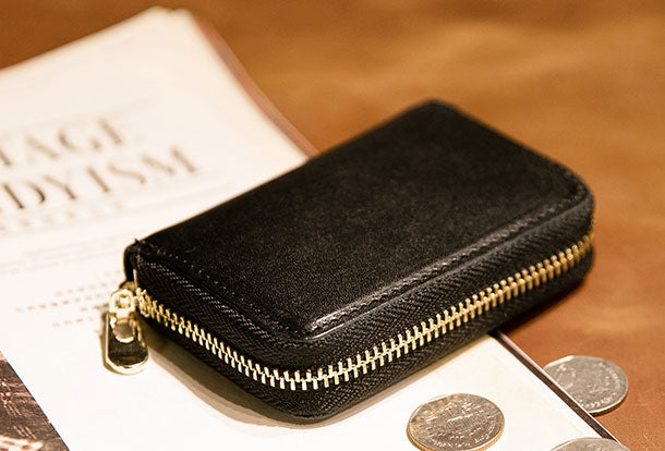 Genuine Leather Wallet Zipper Cards Wallet billfold Leather Wallet Bef