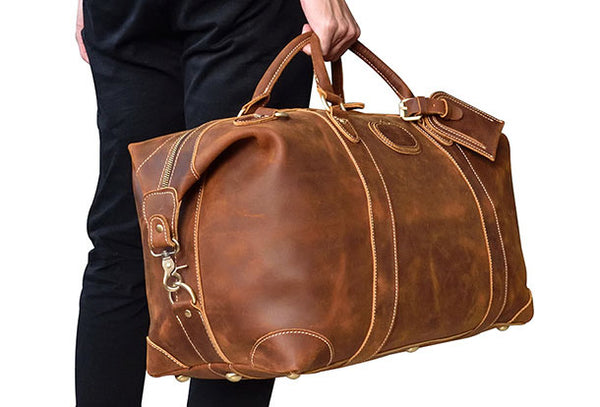Cool Vintage Leather Mens Duffle Bags Weekender Bag Overnight Bag Trav