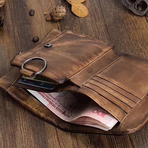 Handmade Mens Chain Biker Wallet Cool billfold Leather Wallet Men Smal