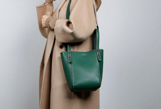 Genuine Leather Cute Bucket Bag Handbag Crossbody Bag Shoulder Bag Wom