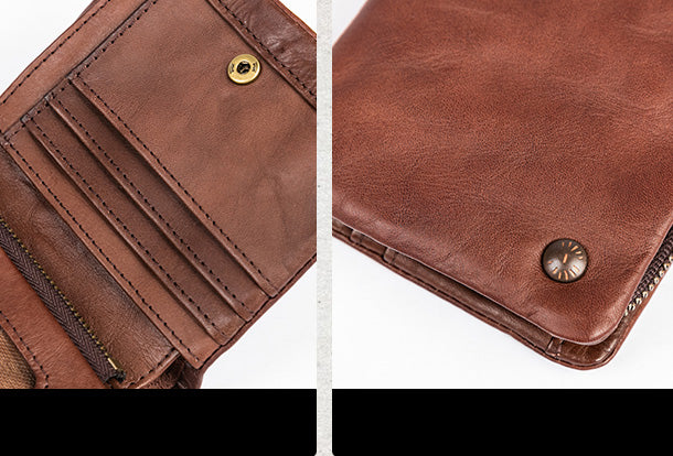 Handmade Genuine Leather Wallet billfold Leather Wallet Slim Bifold Wa