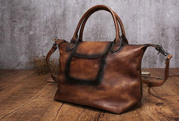 Handmade Leather handbag purse shoulder bag for women leather shopper