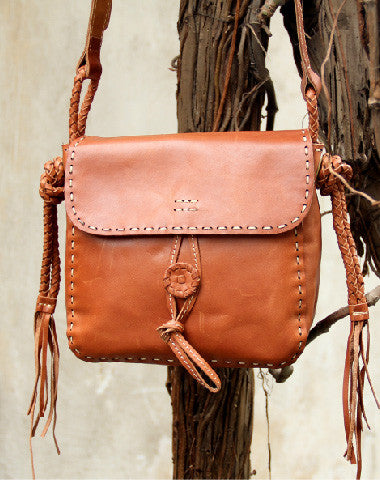 Handmade vintage rustic brown leather crossbody Shoulder Bag for women