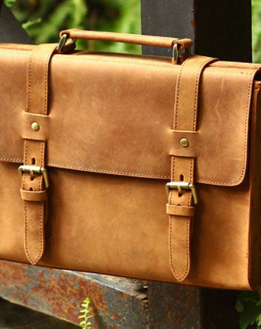 Handmade Leather Mens Cool Messenger Bag Briefcase Square Bag Chest Ba