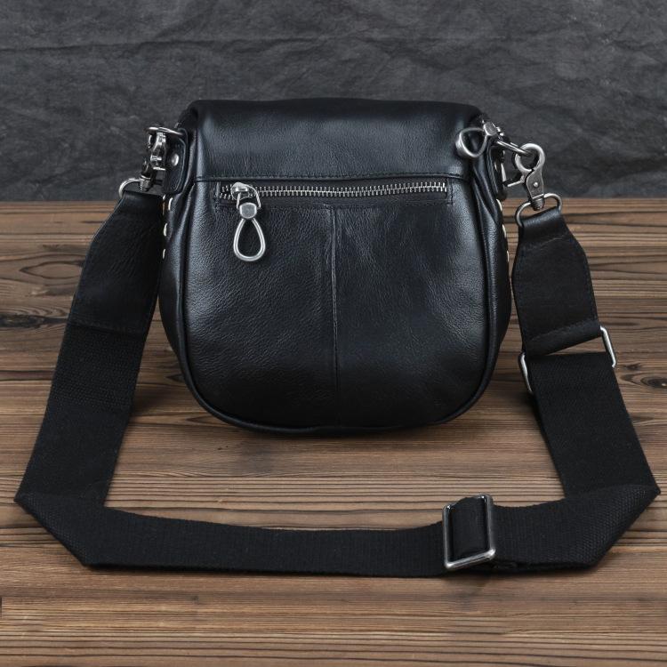 Black MENS LEATHER FANNY PACK Messenger Bag BUMBAG Side Bag WAIST BAGS