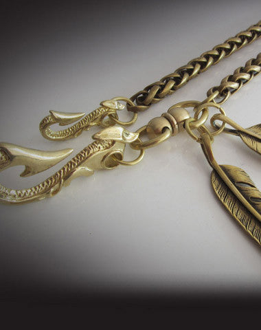 BRASS BIKER TRUCKER DRAGON HOOK WALLET CHAIN FOR CHAIN WALLET BIKER WALLET TRUCKER WALLET