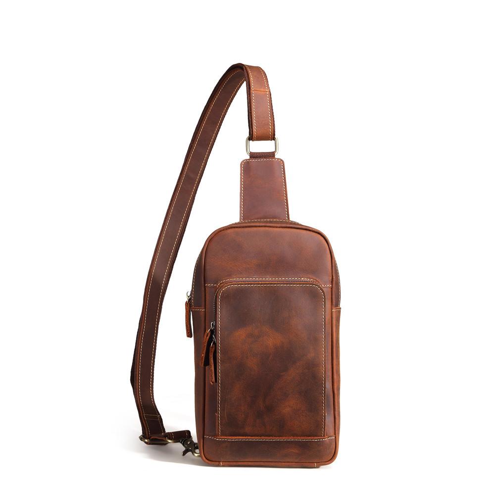 Casual Leather One Shoulder Backpack Chest Bag Sling Bag Sling Crossbo