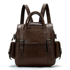 Vintage Mens Leather Small Backpack Handbag Briefcase Shoulder Bag for Men