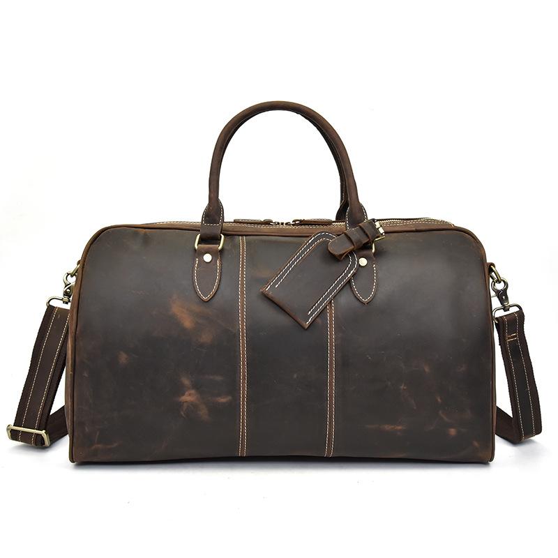 Cool Leather Men Large Brown Overnight Bag Travel Bag Weekender Bag Fo