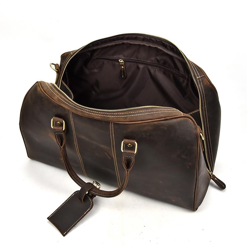 Cool Leather Men Large Brown Overnight Bag Travel Bag Weekender Bag Fo