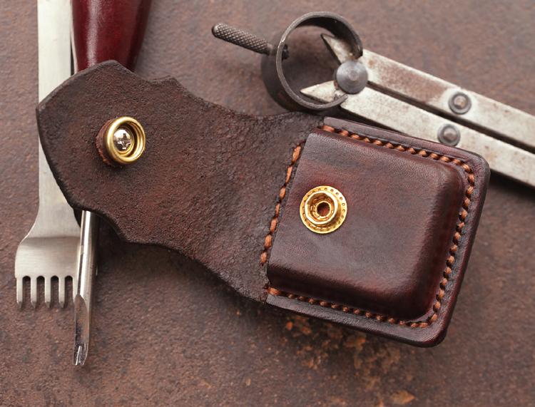 Cool Dark Brown Leather Mens Holster Zippo Lighter Case Standard Zippo