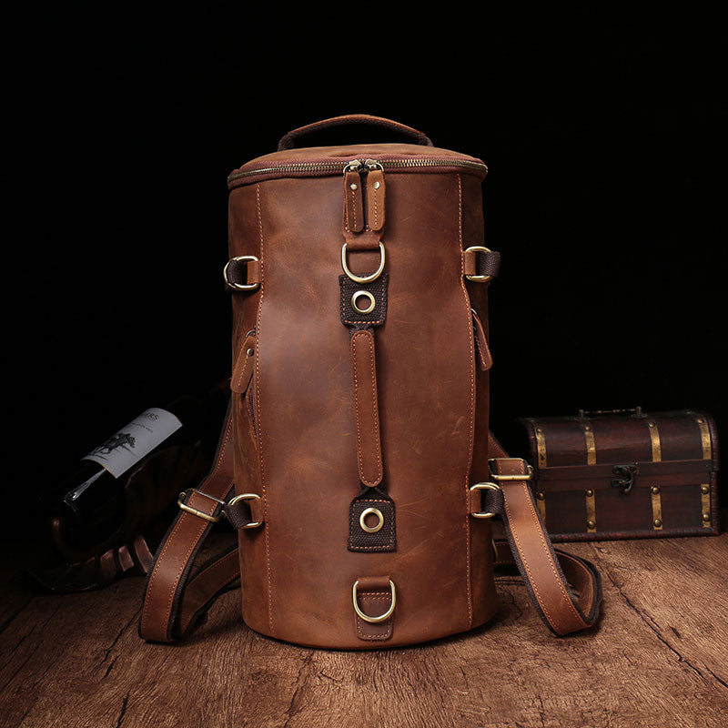 Cool Leather Mens Barrel Shoulder Bags 