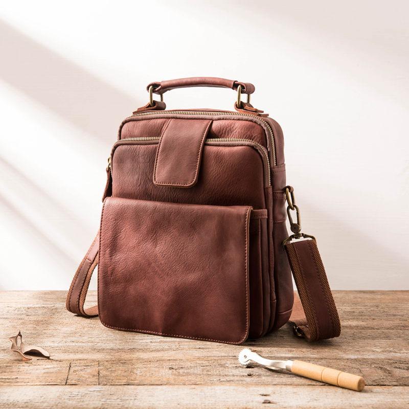 Cool Leather Mens Small Shoulder Bags Messengers Bag for Men