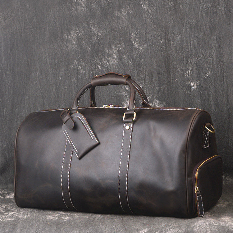 Cool Leather Mens Weekender Bag Travel Bag Duffle Bag for men