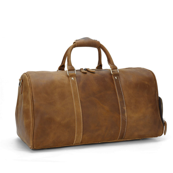 Cool Leather Mens Weekender Bag Travel Bag Duffle Bag for men