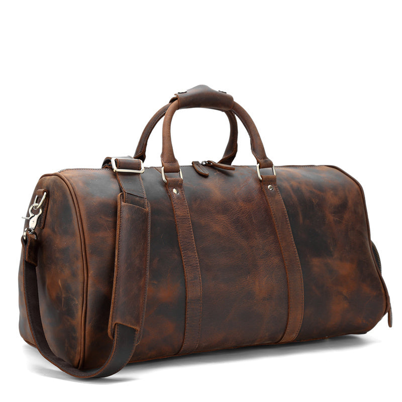 Cool Leather Mens Weekender Bag Travel Bag Duffle Bag for men