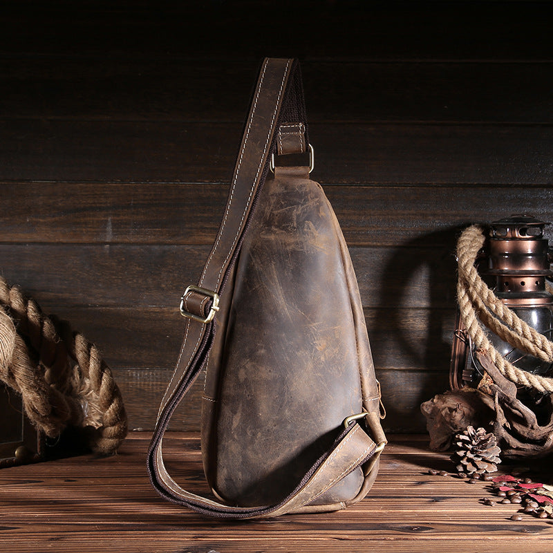 Cool Leather Sling Bag for Men Vintage Chest SLing SHoulder Bag For Me