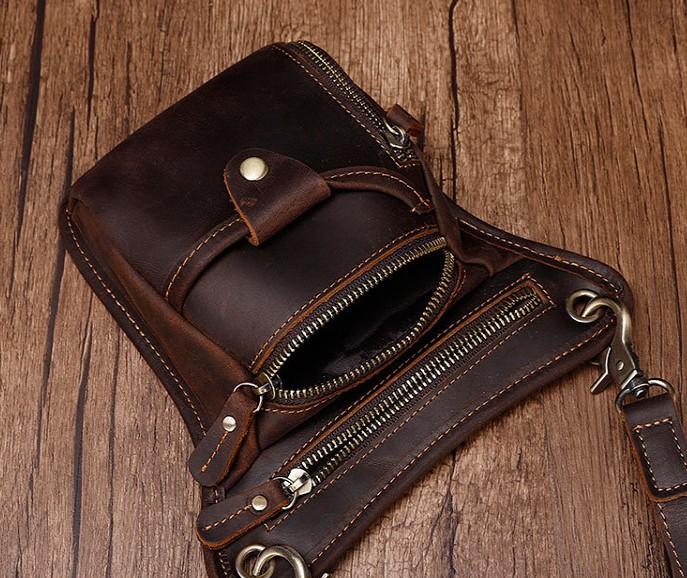 Cool Leather Small Side Bag Messenger Bag Waist Bag Small Shoulder Bag
