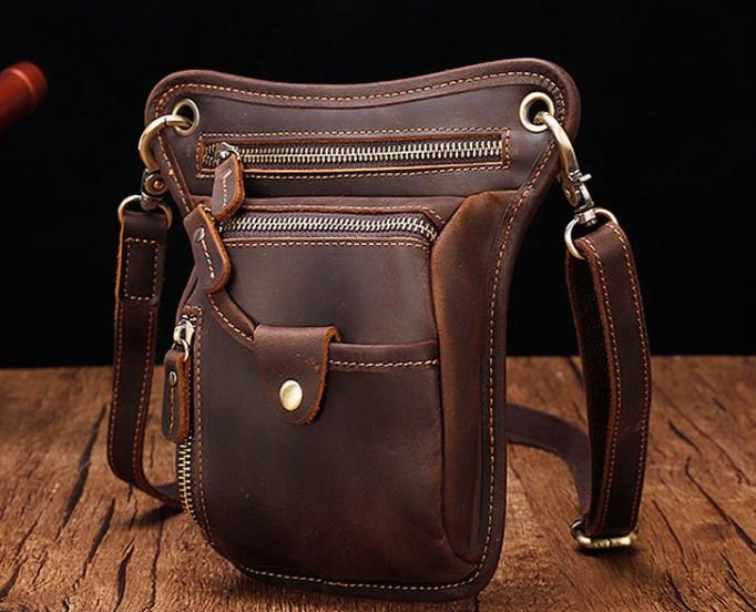 Cool Leather Small Side Bag Messenger Bag Waist Bag Small Shoulder Bag