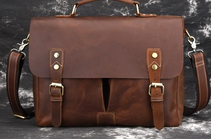 Cool Leather Mens Vintage Briefcases Work Bag Business Bag Handbag Lap