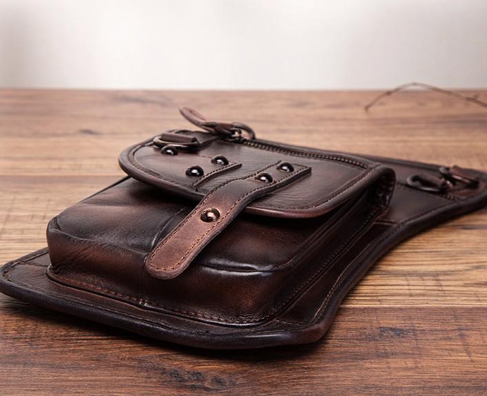 Cool Vintage Leather Mens Belt Pouch Waist Bag Drop Leg Bag Mini Shoul