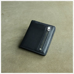 Cute Women Light Gray Leather Small Bifold Wallet Billfold Wallet with Coin Pocket For Women