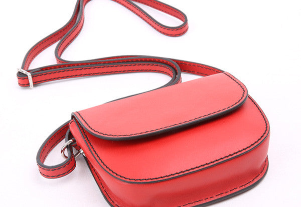 Handmade red cute leather minimalist crossbody bag Shoulder Bag for gi