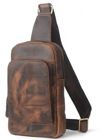 Cool Mens Leather Chest Bags Sling Bag Sling pack Shoulder Sling bags