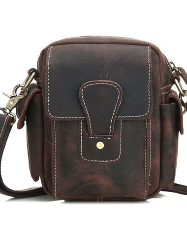 GENUINE LEATHER COOL CHEST BAG SLING BAG CROSSBODY BAG TRAVEL BAG HIKING BAG FOR MENS