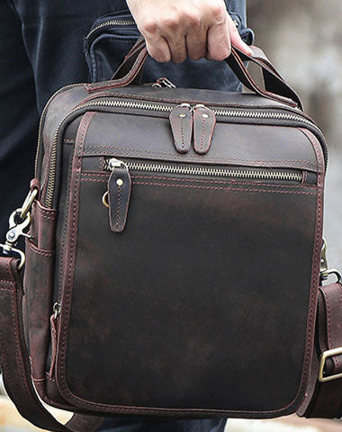 GENUINE LEATHER MESSENGER BAG COOL CHEST BAG SLING BAG CROSSBODY BAG TRAVEL BAG HIKING BAG FOR MEN