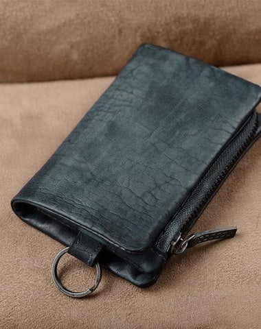 Handmade Mens Cool Leather Small KeyChain Wallet Men Small billfold Wa