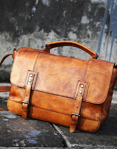 Cool Leather mens messenger bag Vintage shoulder bag laptop bag for Me