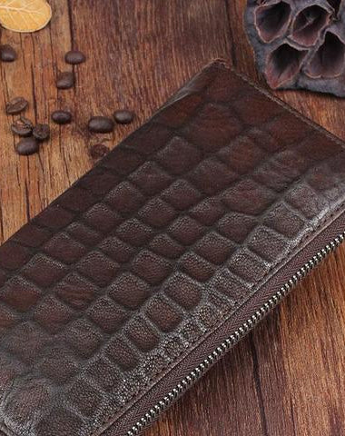 Handmade Leather Mens Cool Long Leather Wallet Bifold Clutch Wallet fo –  iwalletsmen