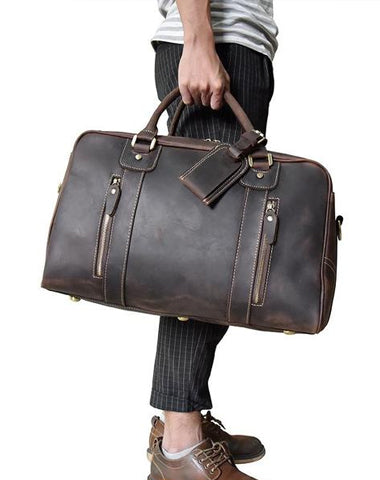 GENUINE LEATHER MENS COOL WEEKENDER BAG TRAVEL BAG DUFFLE BAGS OVERNIGHT BAG HOLDALL BAG FOR MEN