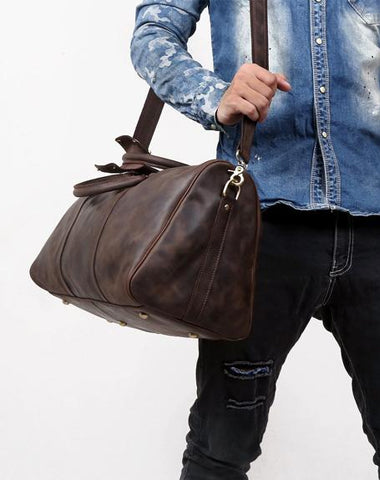 GENUINE LEATHER MENS COOL WEEKENDER BAG TRAVEL BAG DUFFLE BAGS OVERNIGHT BAG HOLDALL BAG FOR MEN