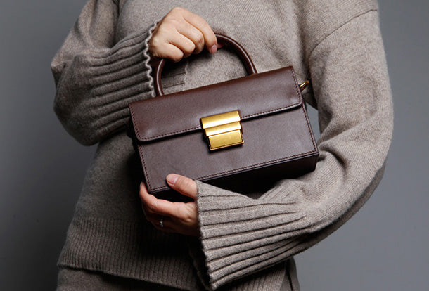 Genuine Leather Cute Cube Box Handbag Crossbody Bag Shoulder Bag Women