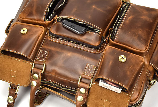 Genuine Leather Mens Vintage Brown Cool Weekender Bag Large Travel Bag