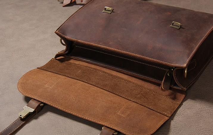 Ongebruikt Leather Vintage Coffee Mens Briefcase Handbags Work Bag Business Bag f VZ-57