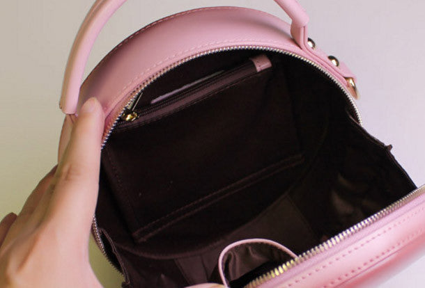Genuine Leather round bag shoulder bag black for women leather crossbo