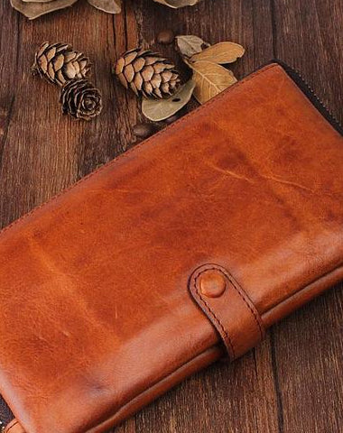 Handmade Leather Mens Clutch Wallet Cool Leather Wallet Long Phone Wal –  iwalletsmen