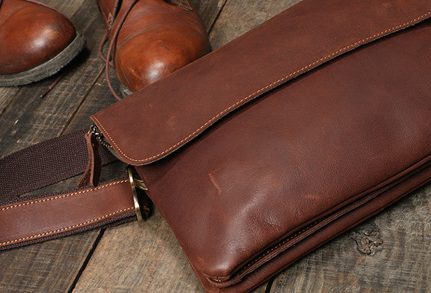 Genuine Leather messenger bag clutch leather men phone pad zip clutch