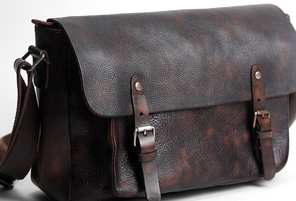 Handmade Cool leather men messenger bag shoulder laptop bag for men