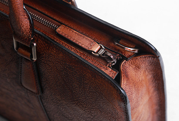 Vintage Leather mens Briefcase Handbag Shoulder Bag Business Bag for M
