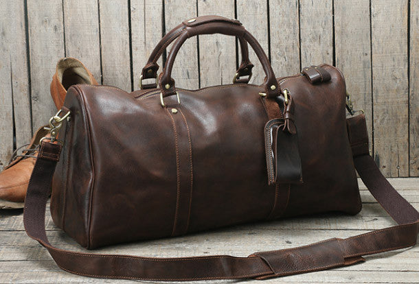 Cool Vintage Leather Mens Duffle Bag Weekender Bag Overnight Bag Trave