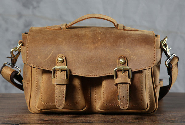 Cool leather men Camera bag messenger bags vintage shoulder bag for me