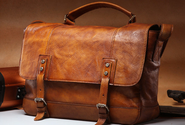 Cool Leather mens messenger bag Vintage shoulder bag laptop bag for Me
