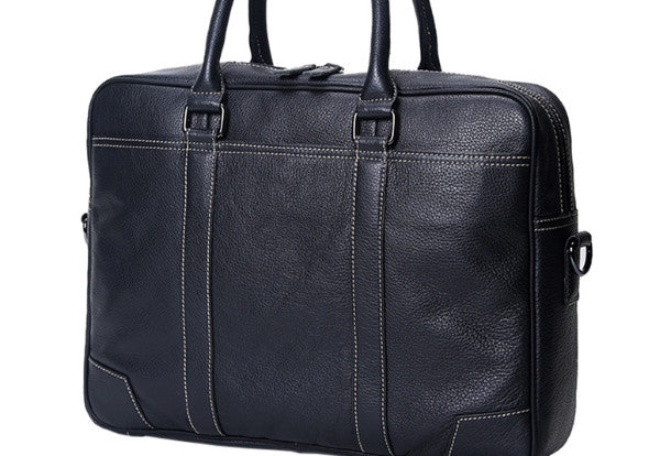 Cool Black leather mens Briefcase laptop Briefcase Work Shoulder Bag f