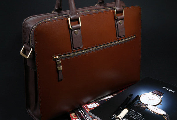 Fashion leather men Briefcase shoulder bag laptop bag work bag busines