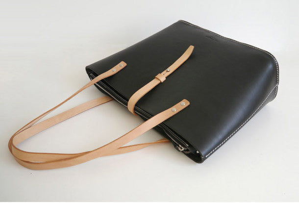 Handmade Leather handbag shoulder tote bag Black for women leather sho
